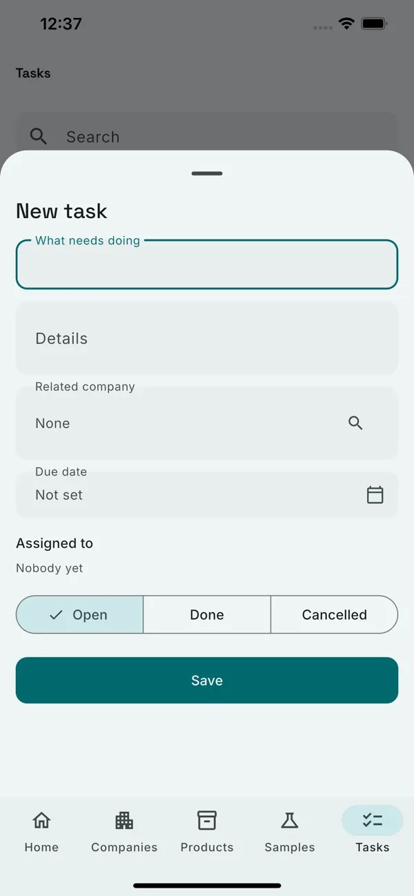 ContactPool görev oluşturma ekranı