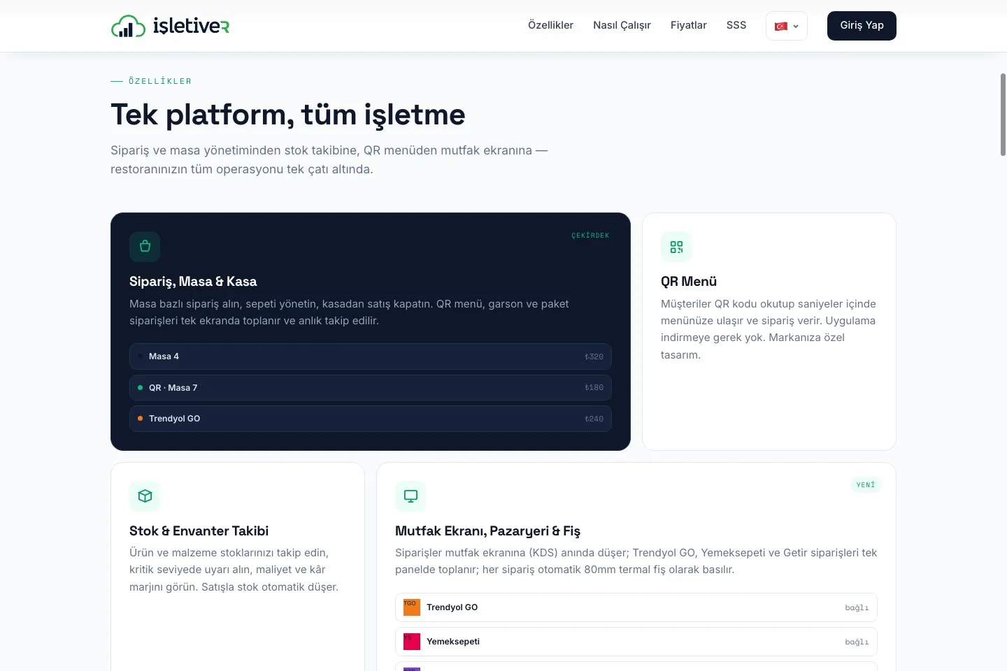Ürün web sitesi — özellikler