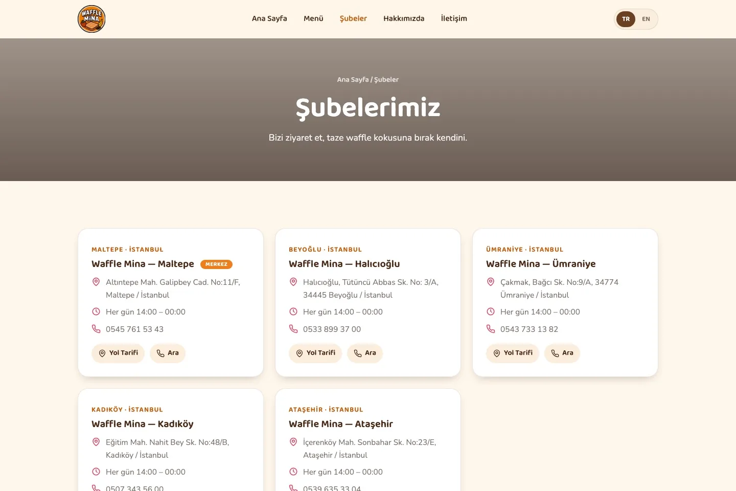 Web sitesi — şubeler