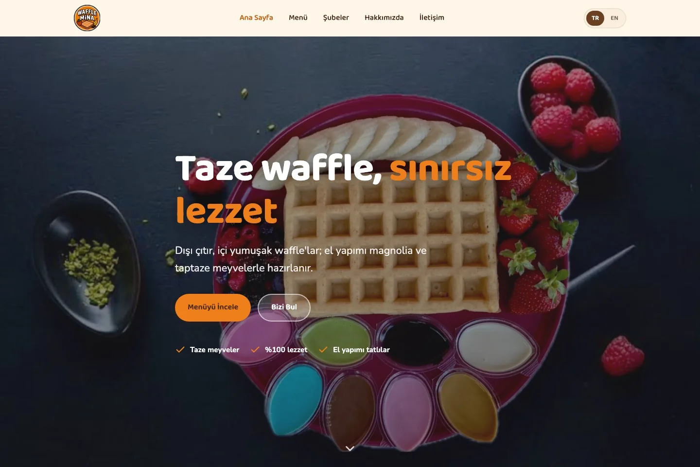 Waffle Mina web sitesi ana sayfası